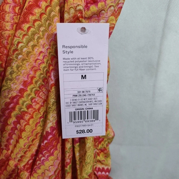 Wild Fable Orange Yellow Layered Tiered Mini Dress Women Size M Sleeveless NEW - Picture 8 of 8